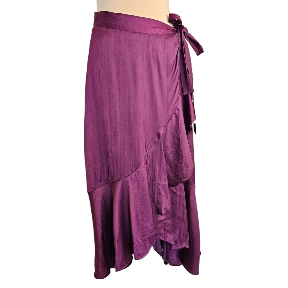 Maeve Purple Midi Wrap Skirt with Tie Side Detail Sz M